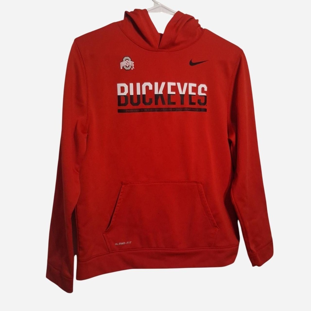 Nike Hoodie Boys XL Red Ohio State Buckeyes Therma-Fit Activewear Gameday Gear